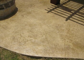 Stamped concrete patio with a wooden fence shadow in Eads, Tennessee. Stamped concrete patio with a shadow of a wooden fence in Eads, Tennessee.